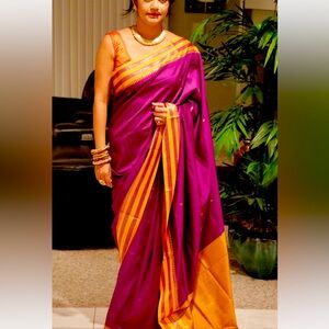 Purple and Orange Sari with Gold Accents